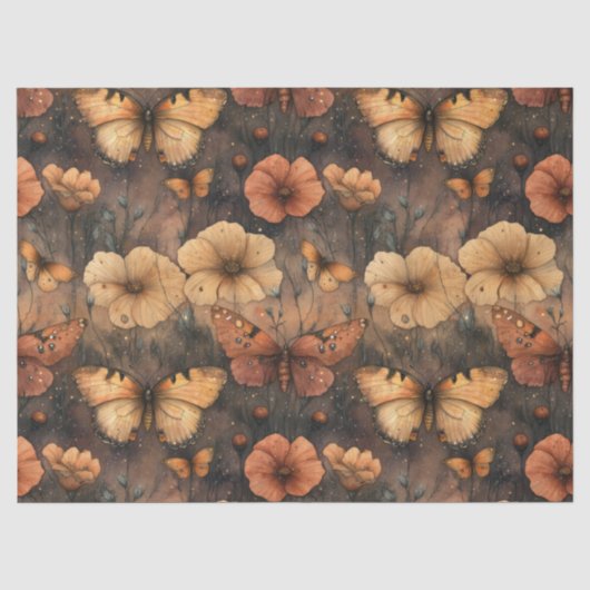 Vintage Vlinder Wilde Bloem (5) Tissuepapier (Voorkant)