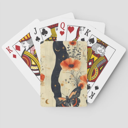 Vintage Vlinder Wilde Bloem (6) Pokerkaarten (Achterkant)