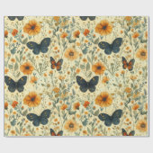 Vintage Vlinder Wilde Bloem (7) Cadeaupapier (Vlak)