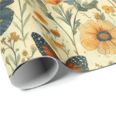 Vintage Vlinder Wilde Bloem (7) Cadeaupapier (Rol Hoek)