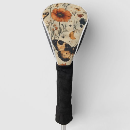 Vintage Vlinder Wilde Bloem (7) Golfheadcover (Voorkant)