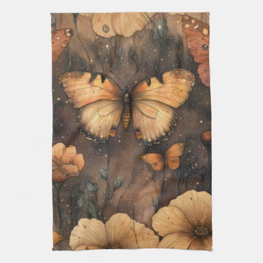 Vintage Vlinder Wilde Bloem (8) Theedoek (Verticaal)