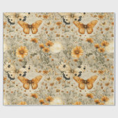 Vintage Vlinder Wilde Bloem (9) Cadeaupapier (Vlak)