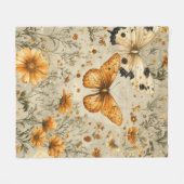 Vintage Vlinder Wilde Bloem (9) Fleece Deken (Voorkant (Horizontaal))