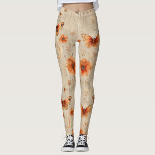 Vintage Vlinder Wilde Bloem (9) Leggings