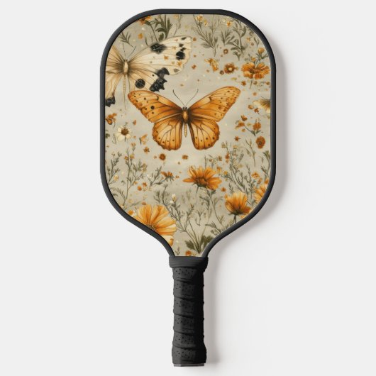 Vintage Vlinder Wilde Bloem (9) Pickleball Paddle (Voorkant)