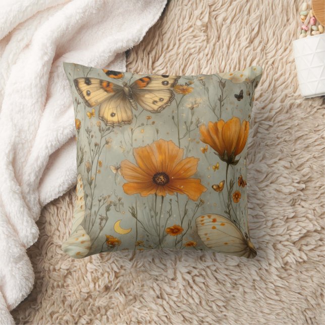 Vintage Vlinder Wildflower (1) Kussen (Deken)