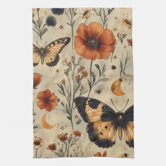Vintage Vlinder Wildflower (7) Theedoek (Verticaal)