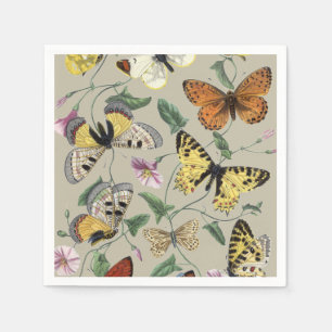Vintage vlindermot botanische bloemkunst 1842 servet