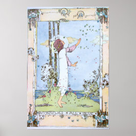 Vintage "Vlinders Allemaal Blauw" van Jessie M. Ki Poster