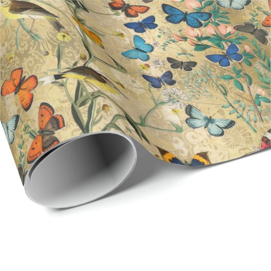 Vintage vlinders botanisch omlooppapier cadeaupapier (Rol Hoek)