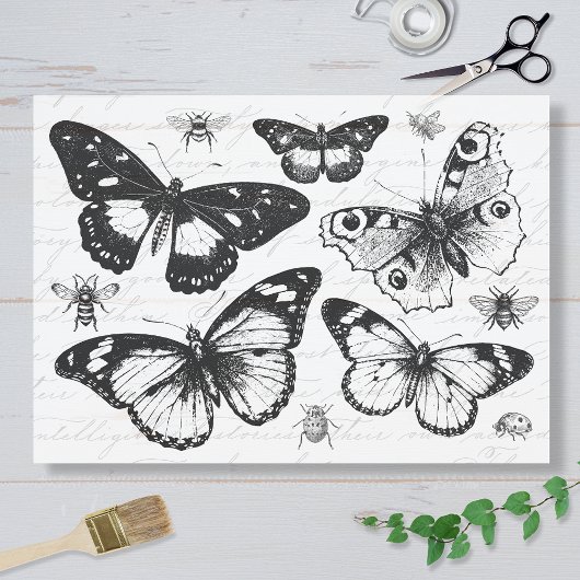 Vintage Vlinders en Bijen Tissuepapier