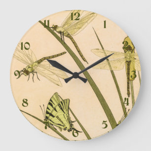 Vintage Vlinders & Libellen Grote Klok