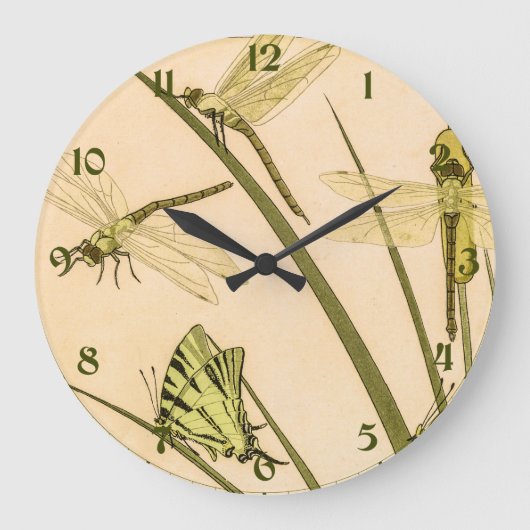 Vintage Vlinders & Libellen Grote Klok (Voorkant)