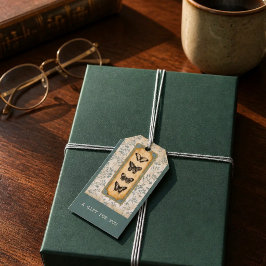 Vintage Vlinderspecimen Saliegroen Antiek Cadeaulabel