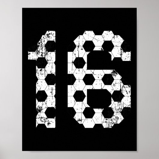 Vintage Voetbal 16 Rugnummer Poster (Voorkant)
