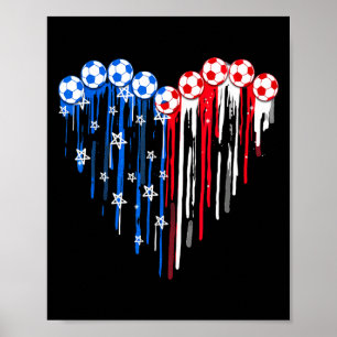 Vintage Voetbal 4 juli mannen VS Amerikaanse vlag Poster