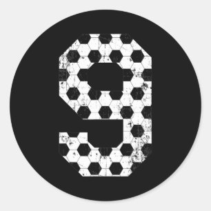Vintage Voetbal 9 Shirts Nummer T Shirt  Ronde Sticker
