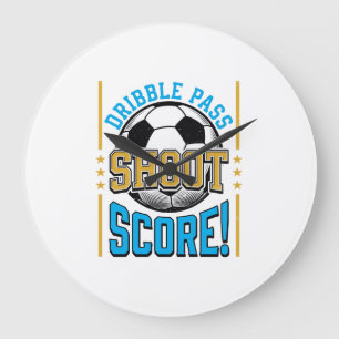 Vintage Voetbal Dribbel Pass Schiet Score Shirt De Grote Klok