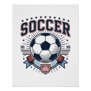 Vintage Voetbal Embleem Shirt Ontwerp_1 Perfect Poster