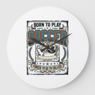 Vintage Voetbal Geboren Om College T-Shirt Ontwerp Grote Klok