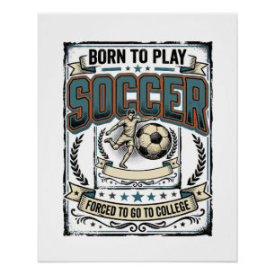 Vintage Voetbal Geboren Om College T-Shirt Ontwerp Perfect Poster