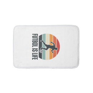 Vintage Voetbal Is Leven Voetbalspeler Shirt Ontwe Badmat