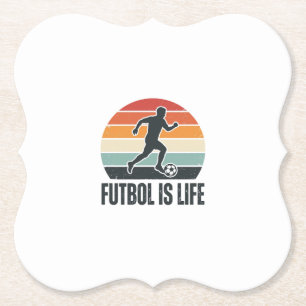 Vintage Voetbal Is Leven Voetbalspeler Shirt Ontwe Kartonnen Onderzetters