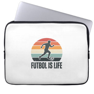 Vintage Voetbal Is Leven Voetbalspeler Shirt Ontwe Laptop Sleeve