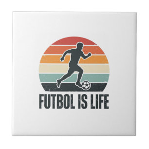 Vintage Voetbal Is Leven Voetbalspeler Shirt Ontwe Tegeltje