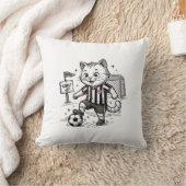 Vintage Voetbal Kat Gravure Shirt Ontwerp_1 Kussen (Deken)