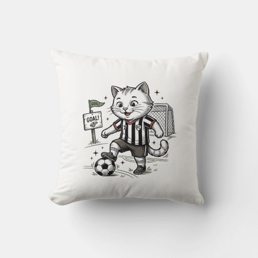 Vintage Voetbal Kat Gravure Shirt Ontwerp_1 Kussen (Voorkant)