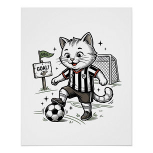 Vintage Voetbal Kat Gravure Shirt Ontwerp_1 Perfect Poster