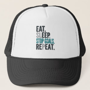 Vintage Voetbal Keeper Eet Slaap Stoppen Doelen T- Trucker Pet