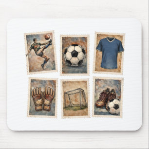 Vintage Voetbal Stamps Voetbalcollectie Muismat