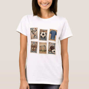 Vintage Voetbal Stamps Voetbalcollectie T-shirt