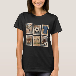 Vintage Voetbal Stamps Voetbalcollectie T-shirt