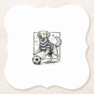 Vintage Voetbalhond Gravure Shirt Ontwerp_1 Kartonnen Onderzetters