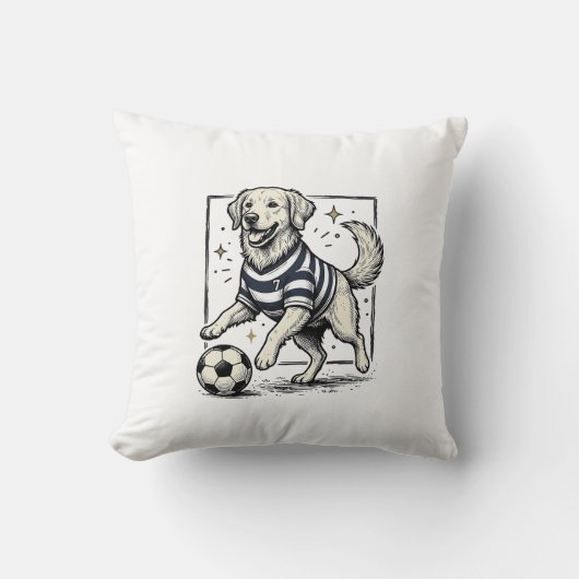 Vintage Voetbalhond Gravure Shirt Ontwerp_1 Kussen (Voorkant)