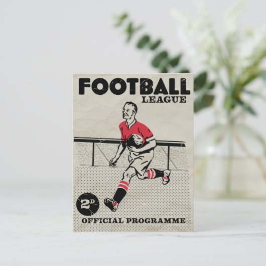 Vintage voetbalprogramma feestdagenkaart (Staand voorkant)