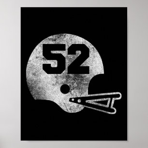 Vintage Voetbalshirt Nummer 52 Spelersnummer  Poster