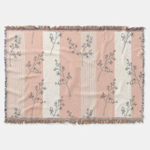 Vintage Vogel Bloem Toile Streep (13) Deken