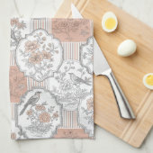 Vintage Vogel Bloem Toile Streep (3) Theedoek (Quarter Fold)