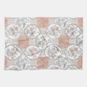 Vintage Vogel Bloem Toile Streep (3) Theedoek (Horizontaal)