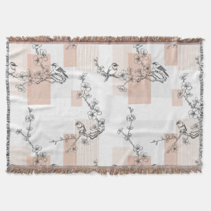 Vintage Vogel Bloesem Toile Streep (10) Deken