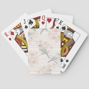 Vintage Vogel Bloesem Toile Streep (8) Pokerkaarten