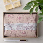 Vintage Vogel Bloesem Toile Streep (8) Tissuepapier (Geschenk)