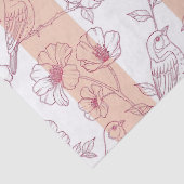 Vintage Vogel Bloesem Toile Streep (8) Tissuepapier (Detail)