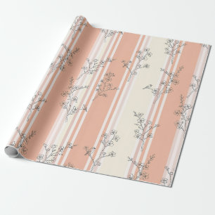 Vintage Vogel Bloesem Toile Streep (9) Cadeaupapier