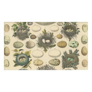 Vintage Vogel Ei Nest Kunst Schilderij Natuurlijke Naambadge